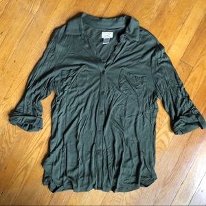 Olive Green Button-Down Top